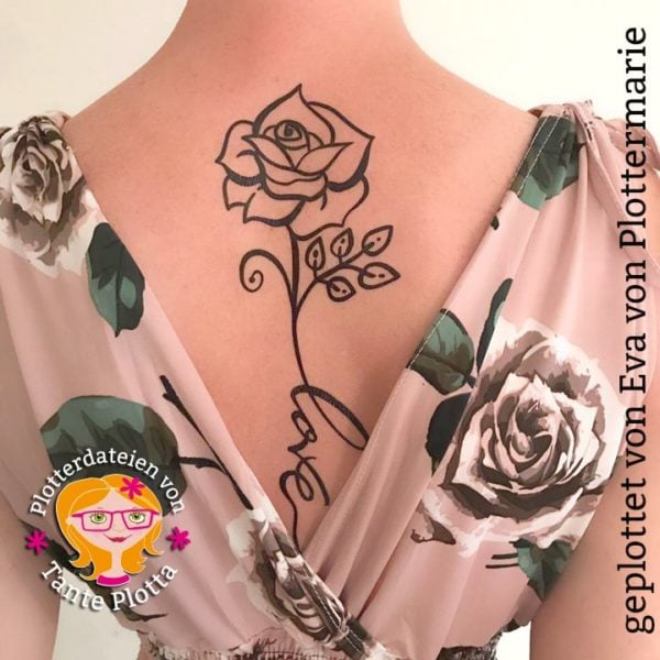 Plotterdatei "Rose Love" Tattoovorlage