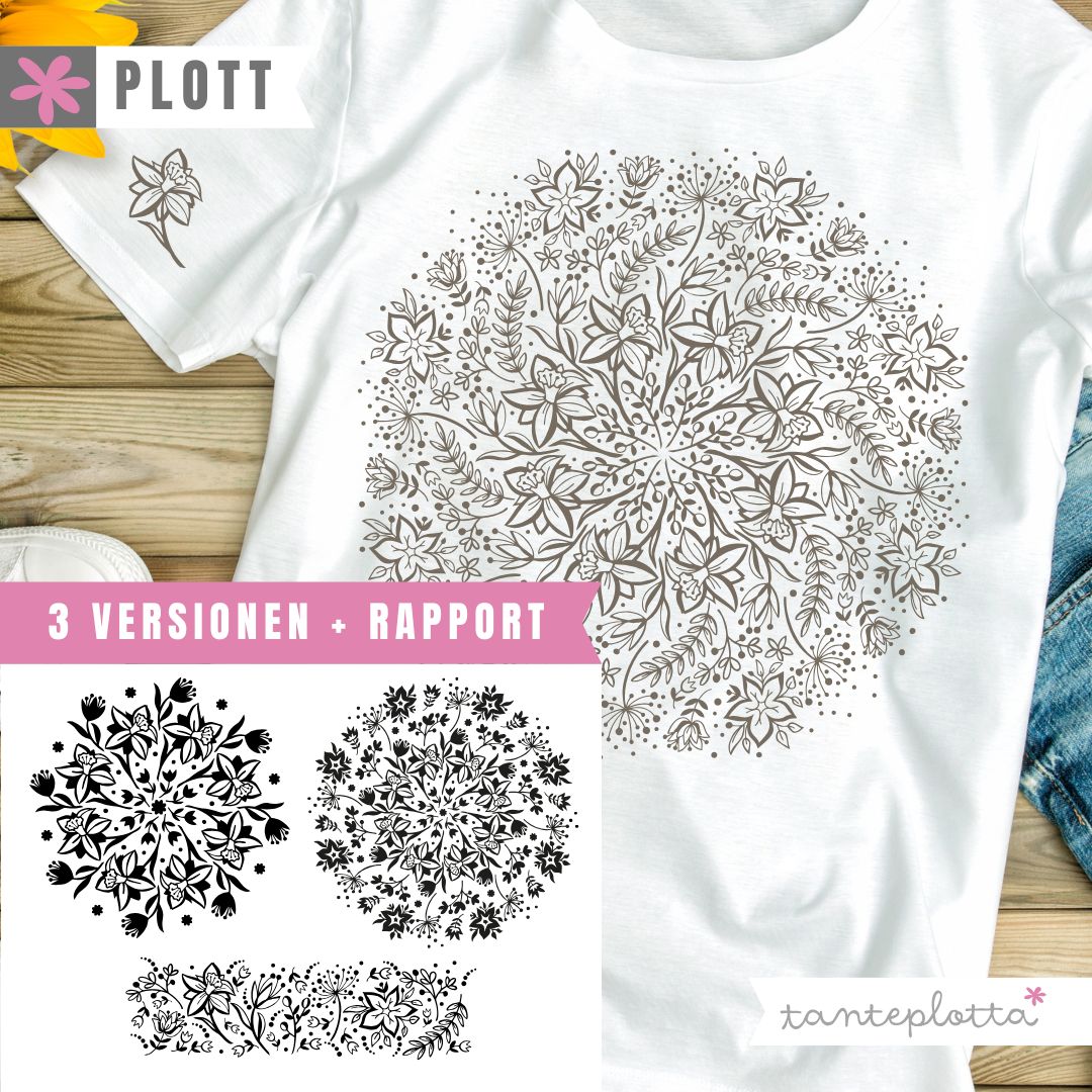 Blumenmandala Plotterdatei „Blumenmandala" 3 Versionen + Rapport – Bild 1